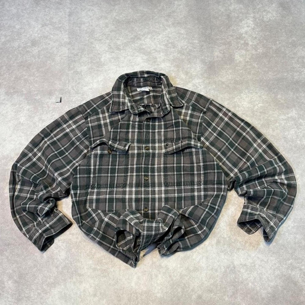 Vintage Y2K Carhartt Green White Plaid Cotton Flannel Shirt Mens Fits M